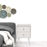 White Century Modern Wood 2 Drawer Nightstand - Homeroots - Flyclothing LLC