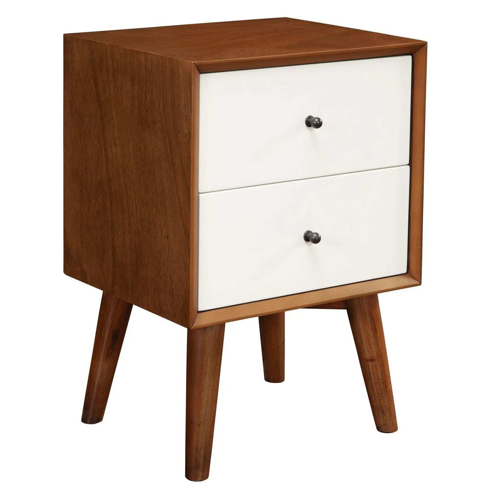 Brown and White Century Modern Wood 2 Drawer Nightstand - Homeroots - Flyclothing LLC