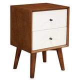 Brown and White Century Modern Wood 2 Drawer Nightstand - Homeroots - Flyclothing LLC