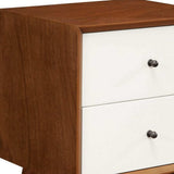 Brown and White Century Modern Wood 2 Drawer Nightstand - Homeroots - Flyclothing LLC