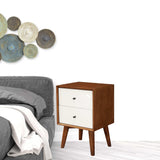 Brown and White Century Modern Wood 2 Drawer Nightstand - Homeroots - Flyclothing LLC