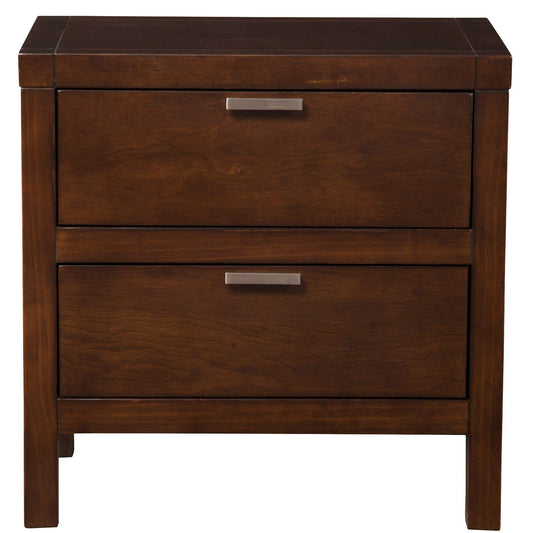 24" Brown Two Drawers Faux Wood Nightstand - Homeroots