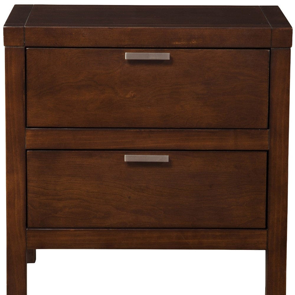 24" Brown Two Drawers Faux Wood Nightstand - Homeroots - Flyclothing LLC