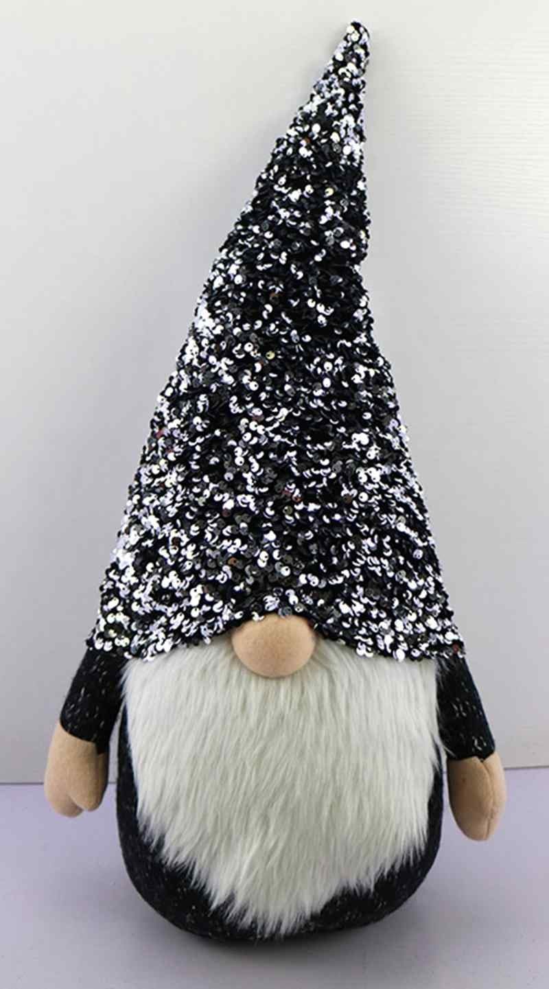 24" Glittery Black and White Sparkle Gnome - Homeroots