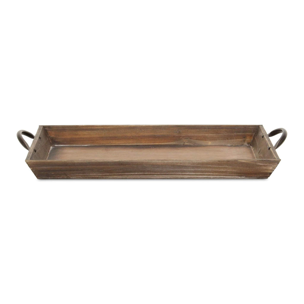 19" Brown Aluminum Indoor Outdoor Tray With Handles - Homeroots - Flyclothing LLC