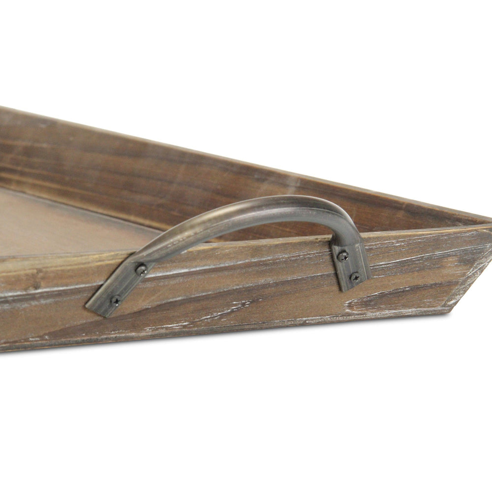 19" Brown Aluminum Indoor Outdoor Tray With Handles - Homeroots - Flyclothing LLC