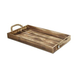 Brown Wooden Tray with Rope Handles - Homeroots - Flyclothing LLC