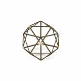 8" Brown and Gold Metal Hand Painted Geometric Orb Tabletop Sculpture - Homeroots