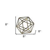 8" Brown and Gold Metal Hand Painted Geometric Orb Tabletop Sculpture - Homeroots