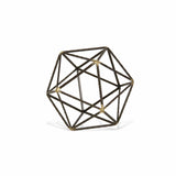 6" Brown and Gold Metal Hand Painted Geometric Orb Tabletop Sculpture - Homeroots