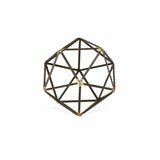 6" Brown and Gold Metal Hand Painted Geometric Orb Tabletop Sculpture - Homeroots
