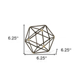 6" Brown and Gold Metal Hand Painted Geometric Orb Tabletop Sculpture - Homeroots