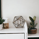 6" Brown and Gold Metal Hand Painted Geometric Orb Tabletop Sculpture - Homeroots