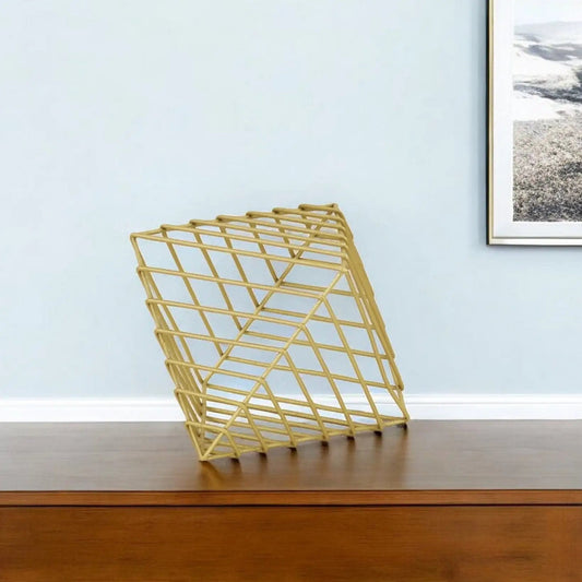 8" Gold Cast Iron Modern Abstract Tabletop Sculpture - Homeroots