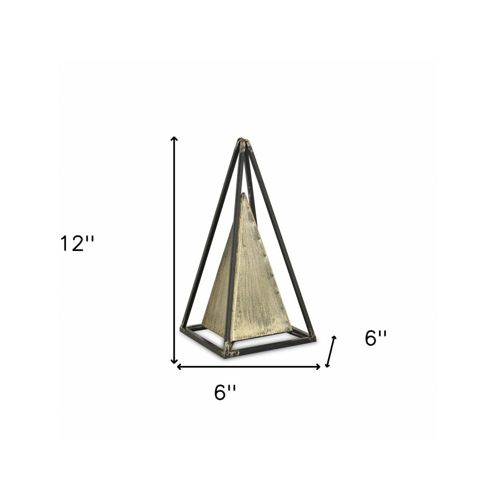 Narrow Metal Triangular Decorative Sculpture - Homeroots - Flyclothing LLC
