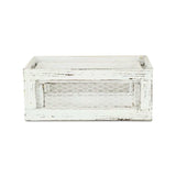 Set of Two Rustic Whitewash Chicken Wire Sides Wooden Crates - Homeroots - Flyclothing LLC