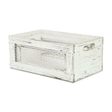 Set of Two Rustic Whitewash Chicken Wire Sides Wooden Crates - Homeroots - Flyclothing LLC