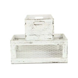 Set of Two Rustic Whitewash Chicken Wire Sides Wooden Crates - Homeroots - Flyclothing LLC