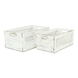 Set of Two Rustic Whitewash Chicken Wire Sides Wooden Crates - Homeroots - Flyclothing LLC