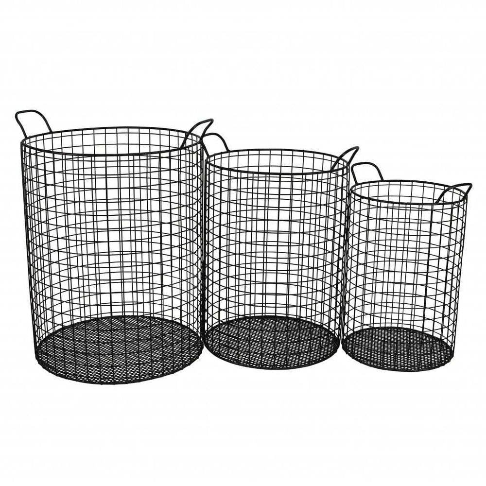 Set of Three Metal Wire Storage Baskets - Homeroots - Flyclothing LLC