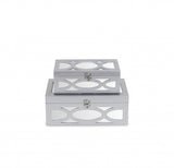 Set of Two Silver Oval Scroll Mirror Jewelry Storage Boxes - Homeroots - Flyclothing LLC