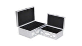 Set of Two Silver Oval Scroll Mirror Jewelry Storage Boxes - Homeroots - Flyclothing LLC