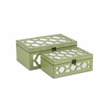 Set of Green Quatrefoil Mirror Jewelry Storage Boxes - Homeroots - Flyclothing LLC