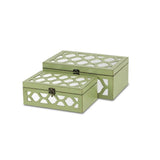 Set of Green Quatrefoil Mirror Jewelry Storage Boxes - Homeroots - Flyclothing LLC