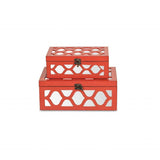 Set of Coral Quatrefoil Mirror Jewelry Storage Boxes - Homeroots - Flyclothing LLC