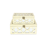 Set of White Quatrefoil Mirror Jewelry Storage Boxes - Homeroots - Flyclothing LLC