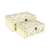 Set of White Quatrefoil Mirror Jewelry Storage Boxes - Homeroots - Flyclothing LLC