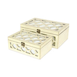 Set of White Quatrefoil Mirror Jewelry Storage Boxes - Homeroots - Flyclothing LLC