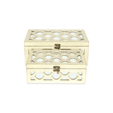 Set of White Quatrefoil Mirror Jewelry Storage Boxes - Homeroots - Flyclothing LLC
