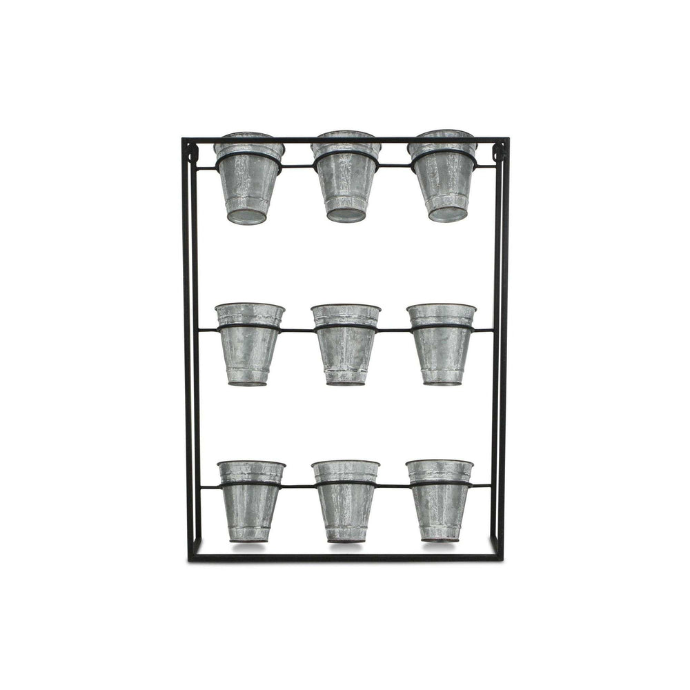 Nine Pot Metal Framed Wall Planter - Homeroots - Flyclothing LLC