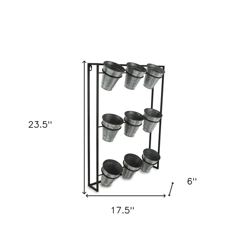 Nine Pot Metal Framed Wall Planter - Homeroots - Flyclothing LLC