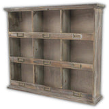 Rustic Nine Slot Wooden Open Wall Cabinet - Homeroots - Flyclothing LLC