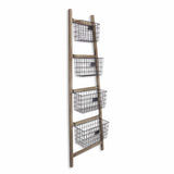 Wooden Ladder Storage Piece with 4 Baskets - Homeroots - Flyclothing LLC