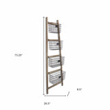 Wooden Ladder Storage Piece with 4 Baskets - Homeroots - Flyclothing LLC