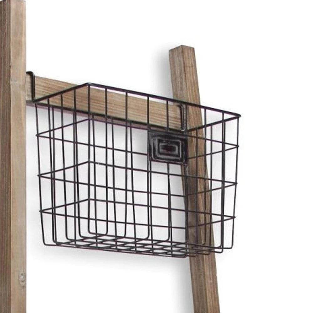 Wooden Ladder Storage Piece with 4 Baskets - Homeroots - Flyclothing LLC