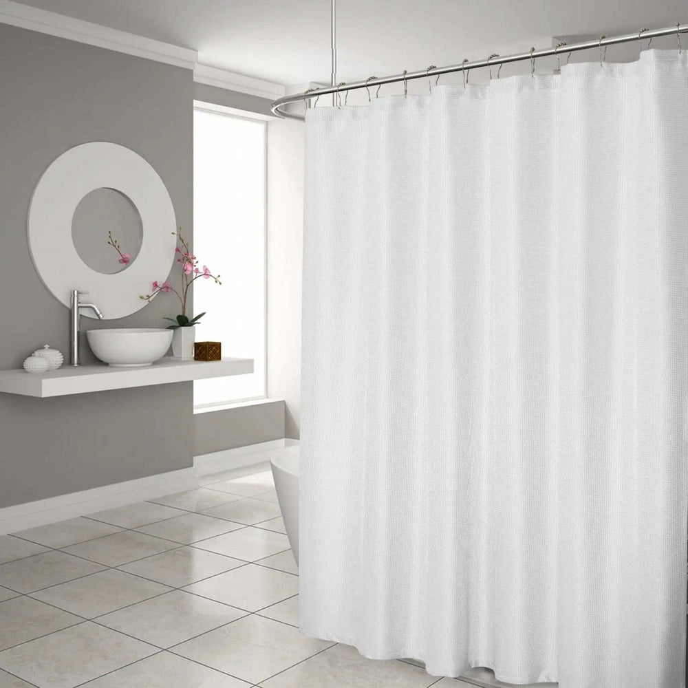 Luxurious White Waffle Weave Shower Curtain - Homeroots - Flyclothing LLC
