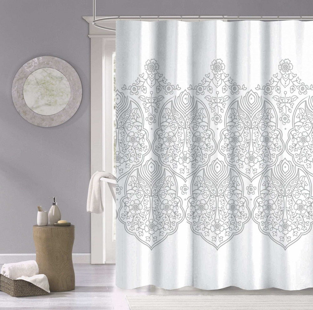 Silver Decorative Medallion Shower Curtain - Homeroots - Flyclothing LLC