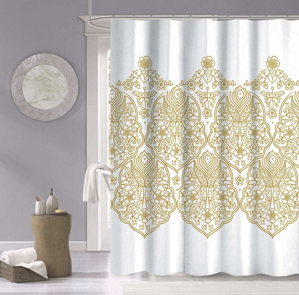 Gold Decorative Medallion Shower Curtain - Homeroots - Flyclothing LLC