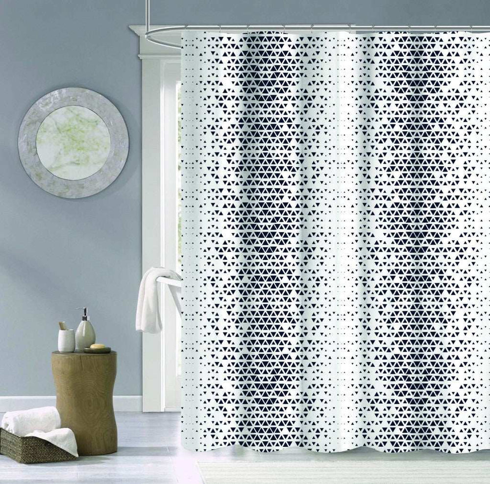 Navy and White Geo Illusion Shower Curtain - Homeroots - Flyclothing LLC