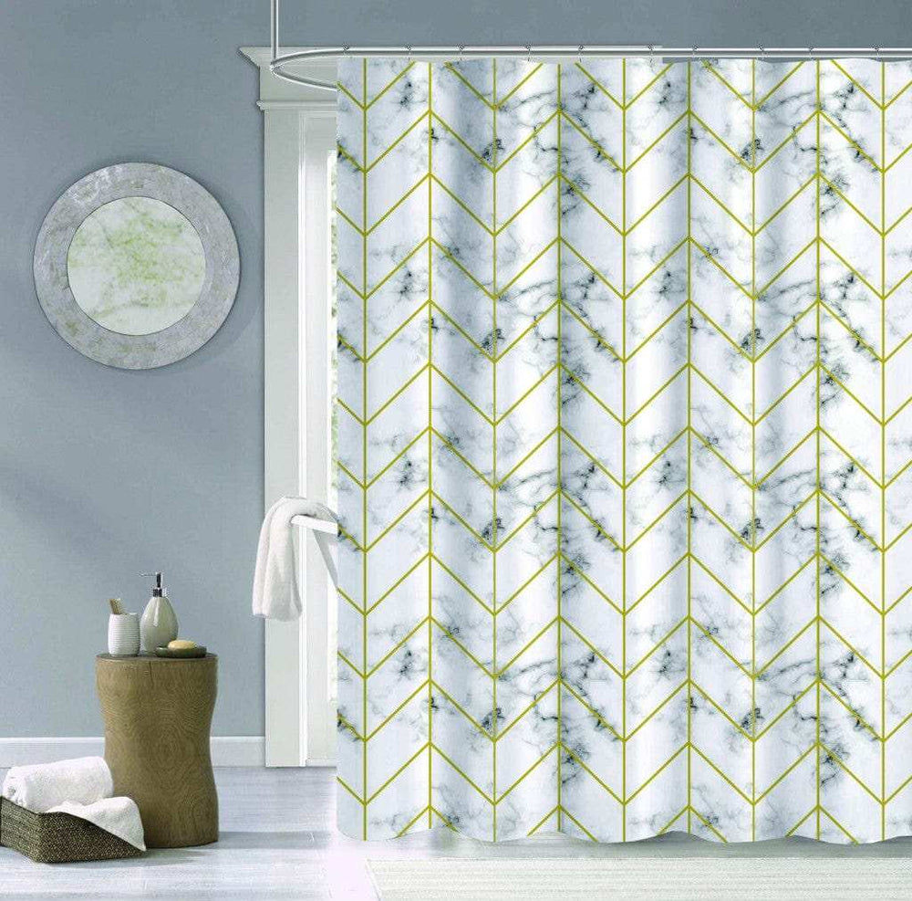 Silver Marble and Geo Pattern Shower Curtain - Homeroots - Flyclothing LLC