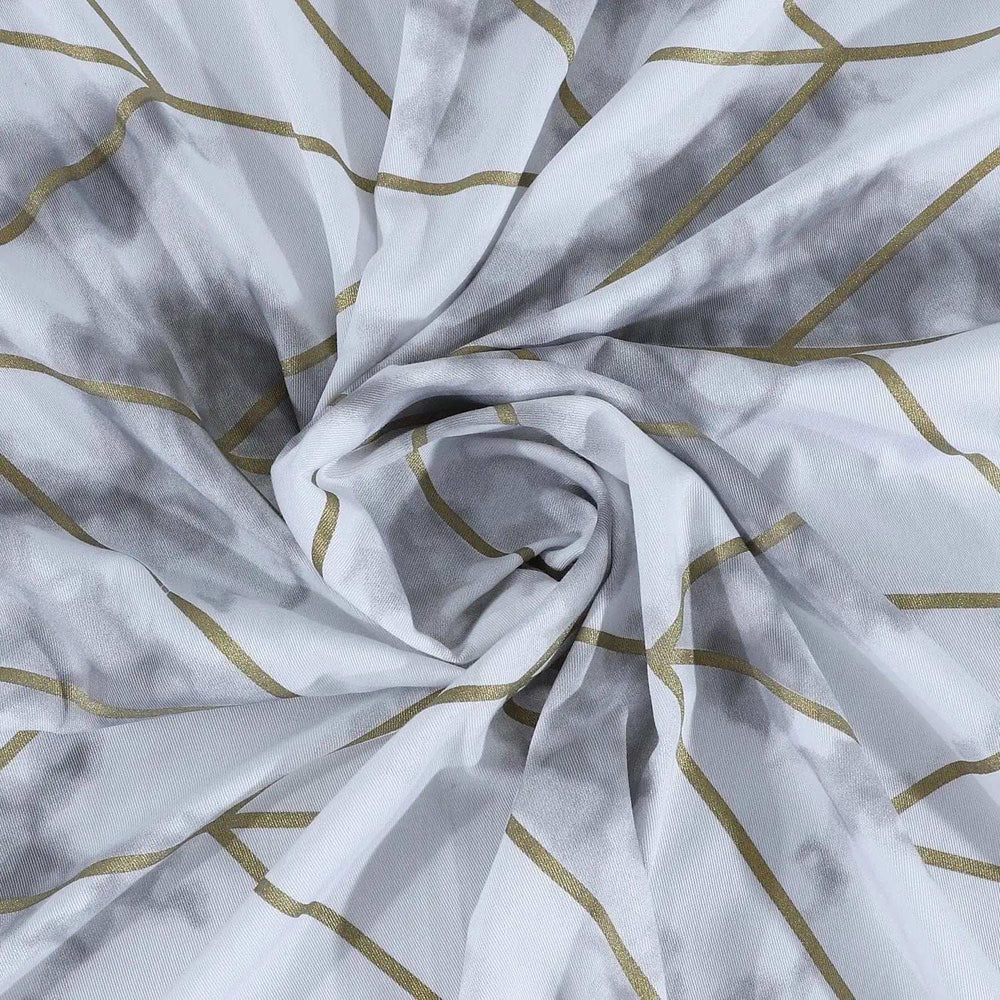 Silver Marble and Geo Pattern Shower Curtain - Homeroots - Flyclothing LLC