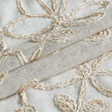 Tan and White Floral Embroider Shower Curtain - Homeroots - Flyclothing LLC