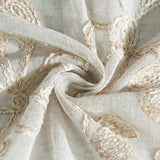 Tan and White Floral Embroider Shower Curtain - Homeroots - Flyclothing LLC