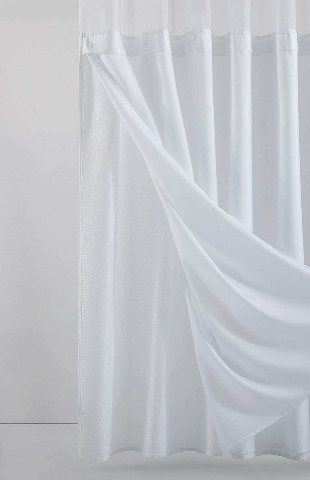 White Sheer and Grid Shower Curtain and Liner Set - Homeroots - Flyclothing LLC