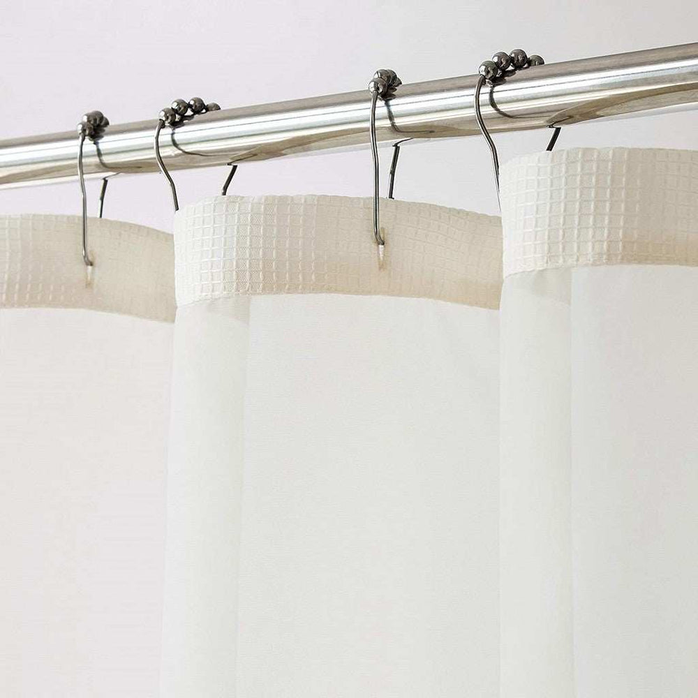 Ivory Sheer and Grid Shower Curtain and Liner Set - Homeroots - Flyclothing LLC