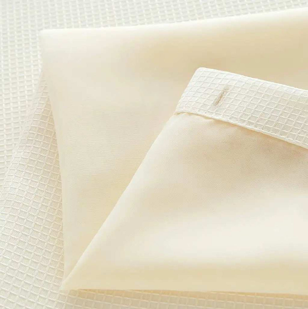 Ivory Sheer and Grid Shower Curtain and Liner Set - Homeroots - Flyclothing LLC